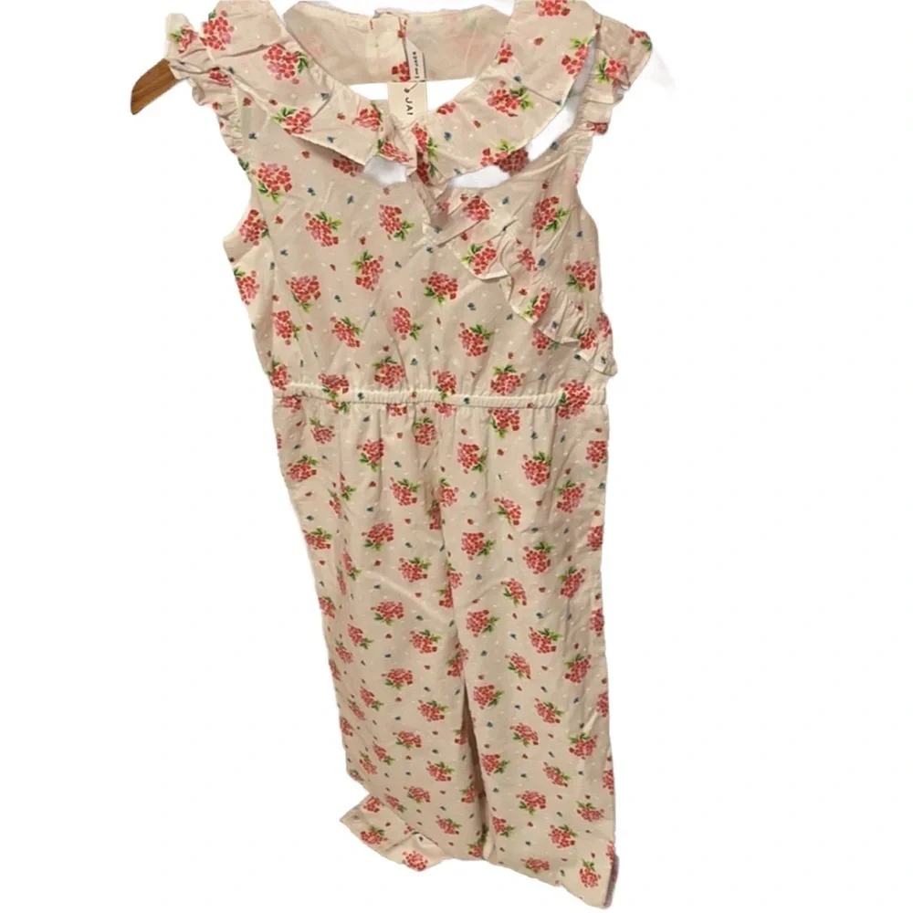 🌸Janie and jack girls one piece romper/jumpsuits Swiss dot floral size 12NWT..